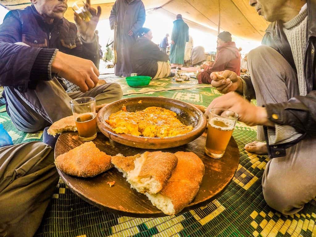Eating at a local Berber market in Morocco