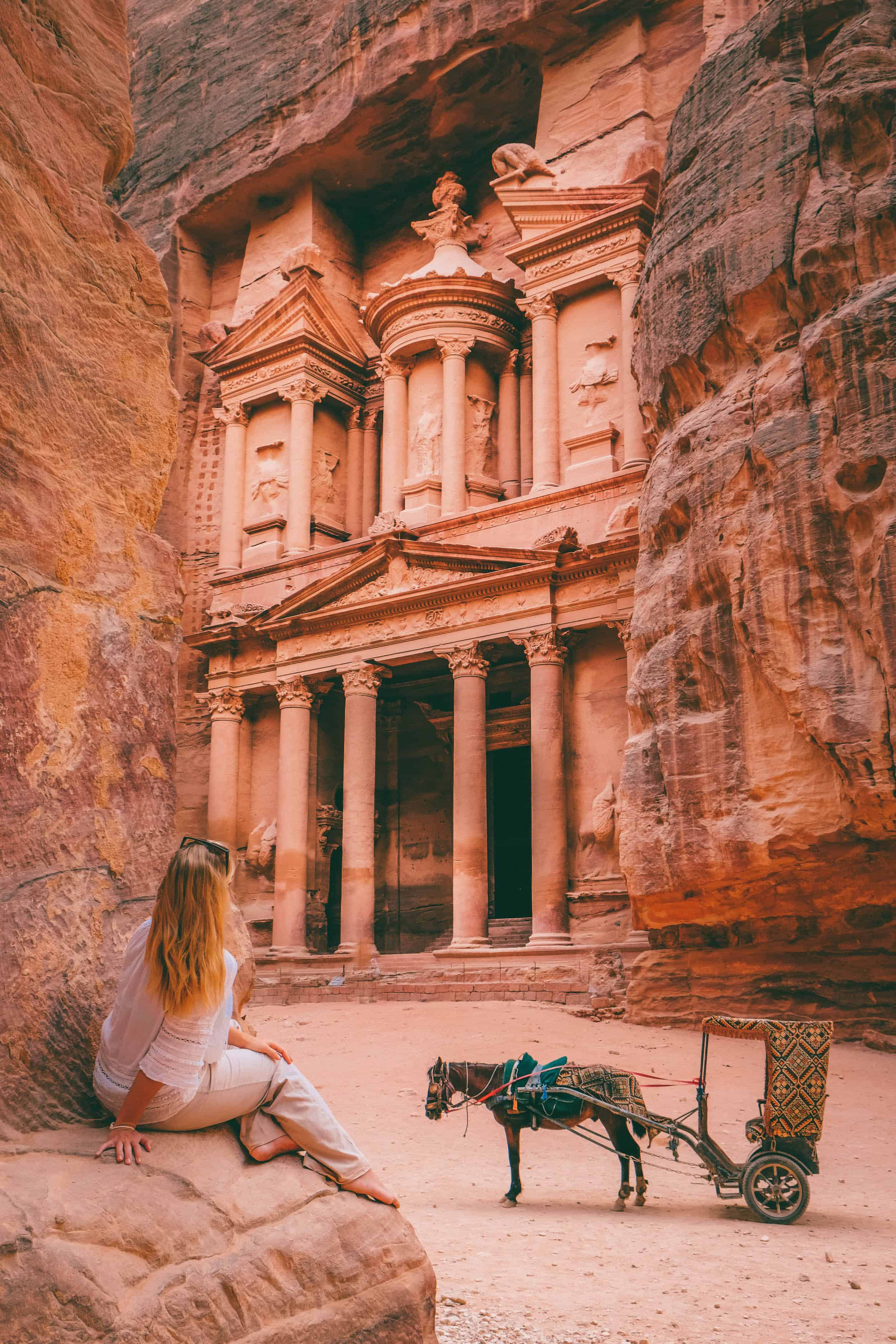Natasha Looks On To The Treasury In Petra Jordan