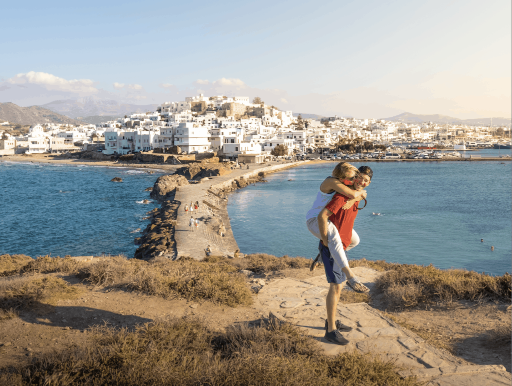 Cameron and Natasha at the Naxos port